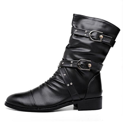 Women's Fashion Belt Buckle Chunky Heel Ankle Boots 41059418S