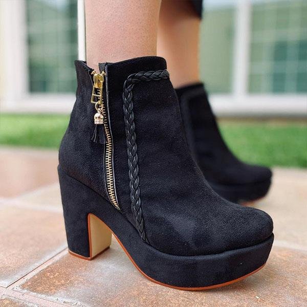 Miranda Cozy Chunky Heel Faux Suede Boots