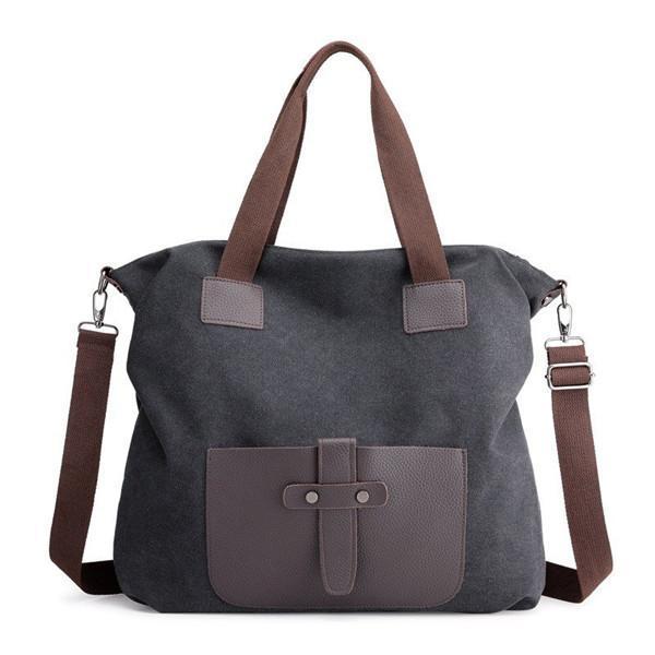 KVKY Canvas Crossbody Bag Large Capacity Patchwork Tote Bag