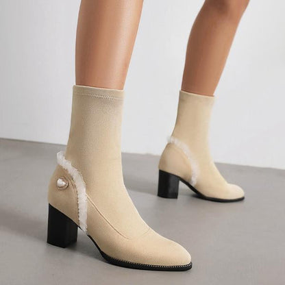 Women's Elegant Lace Heart High Heel Booties 57074446S