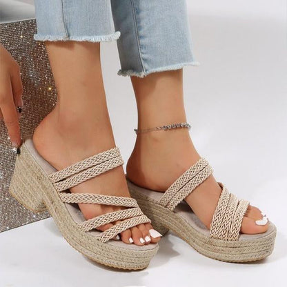 Women's Platform Fashion Woven Wedge Slippers 04433786C