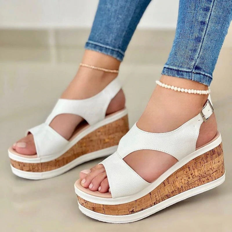 Women's Elegant Casual Daily Adjusting Buckle Wedge Heel Sandals