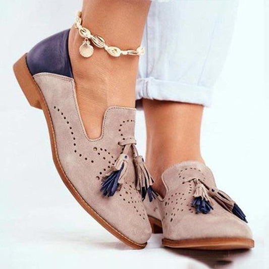 Women's Fashion Color-Block Hollow Tassel Loafers 92869088C