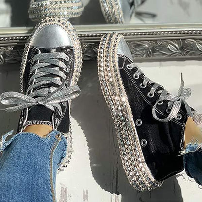 Women'S High Top Fashion Stud Leopard Print Espadrilles 36901966C