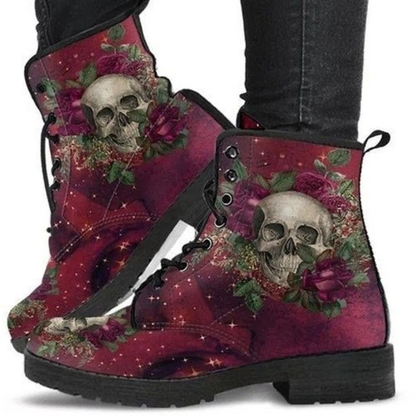 Skull Flower Martin Boots