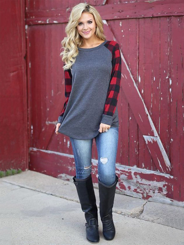 Keep It Cozy Plaid Raglan Sleeve Top