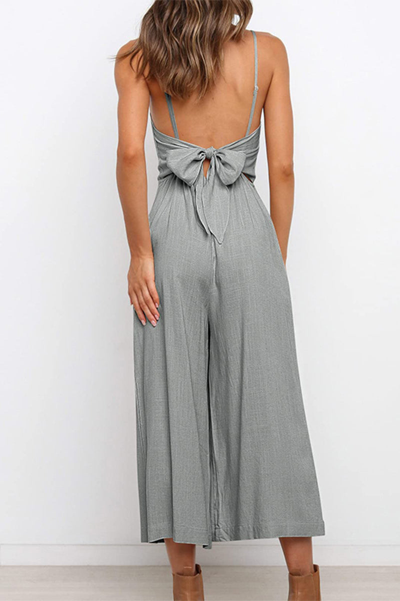 Casual Solid Solid Color Square Collar Loose Jumpsuits