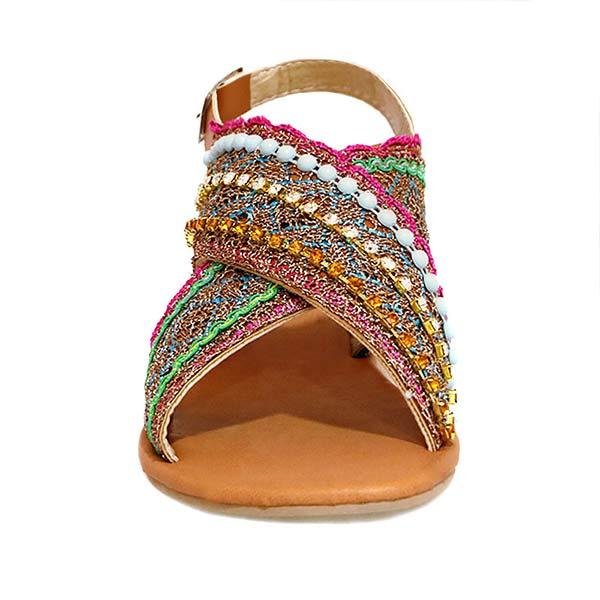 Women'S Ethnic Style Boho Open Toe Flat Sandals 22944322C
