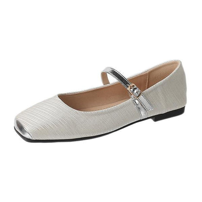 Women's Low Heel Square Toe Slip-on Flats 63957443C