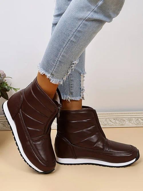 Simple Zipper Warm Snow Boots