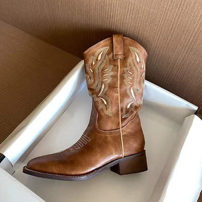 Women'S Long Embroidered Vintage Cowboy Boots 59640234C