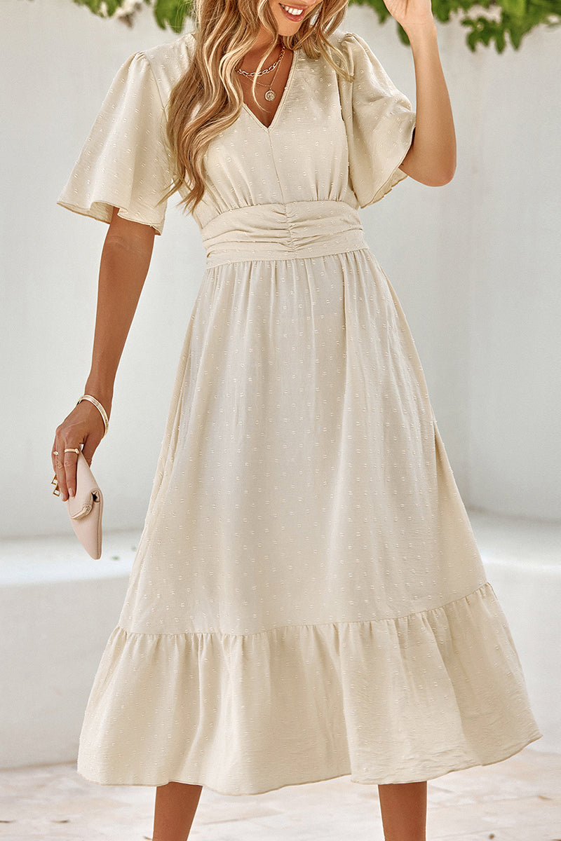 Sweet Elegant Solid Solid Color V Neck A Line Dresses