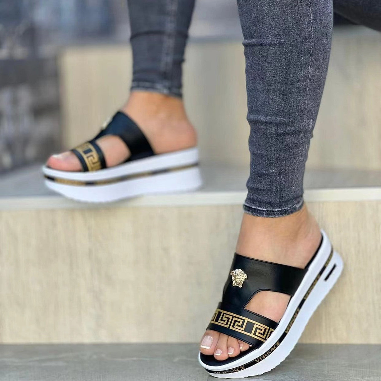 Women Slip On Wedge Sandals