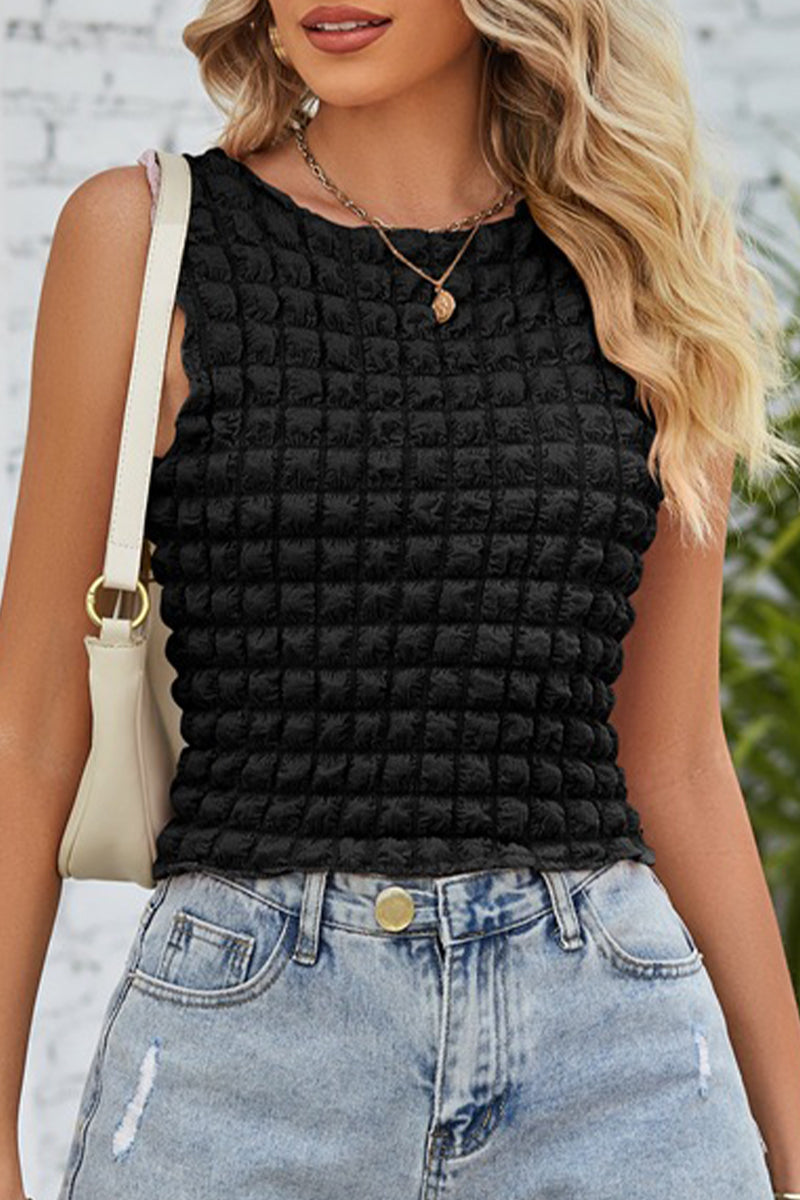 Sexy Solid Patchwork O Neck Tops