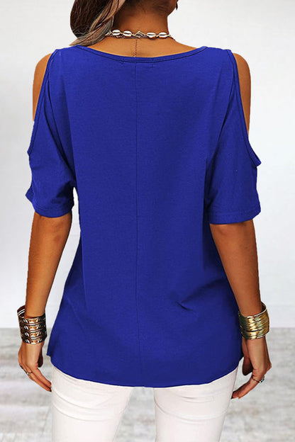 Casual Simplicity Solid Asymmetrical O Neck T-Shirts