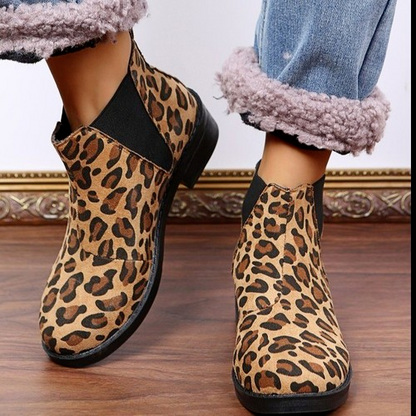 Suede Leopard Print Boots