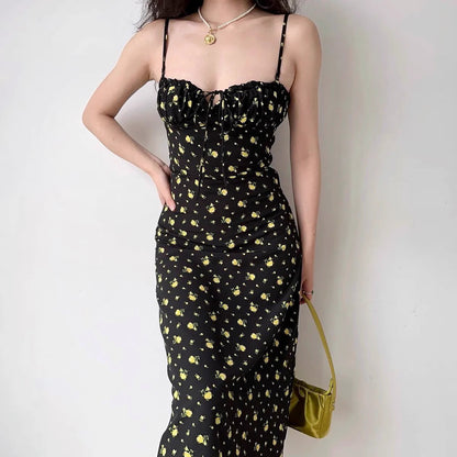 Yellow Florals Midi Dress