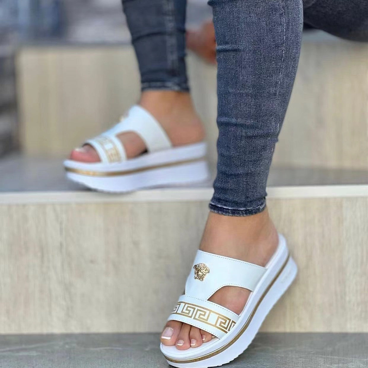 Women Slip On Wedge Sandals