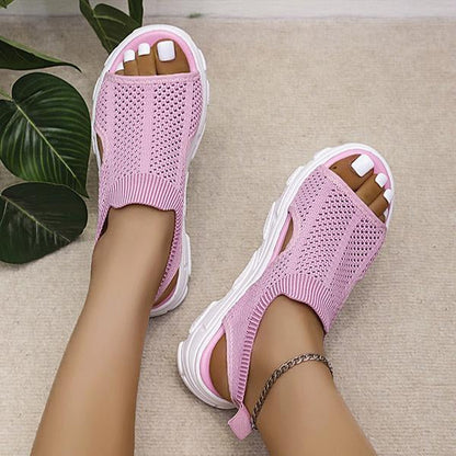 Women's Knit Elastic Slip-On Platform Sandals 86391564C