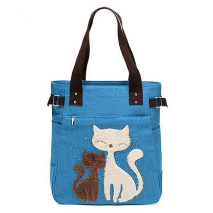 Casual Cute Cat Large Capacity Canvas Handbag Shoulder Bag