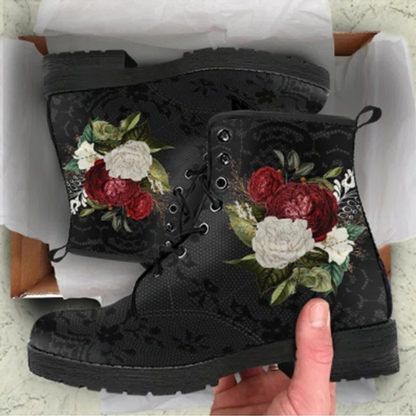 Simple Flower And Leaf Martin Boots