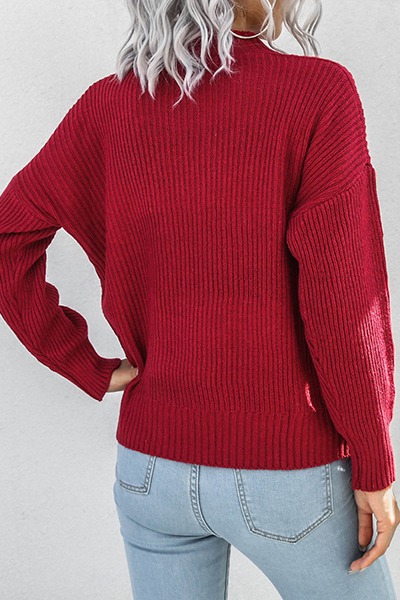 Casual Solid Split Joint Buckle Tops Sweater