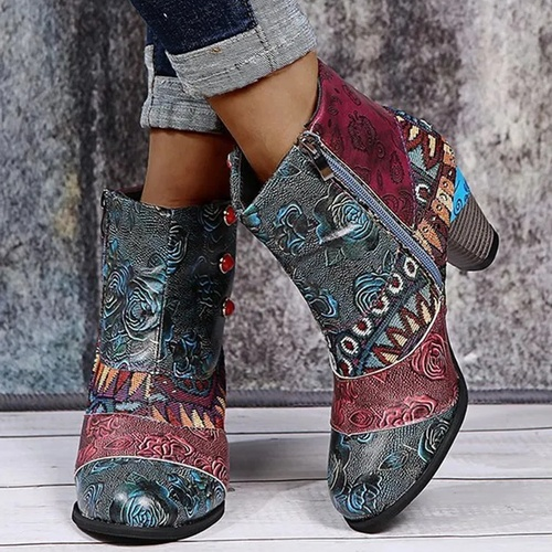 Personality Ethnic Stitching Booties