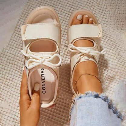 Velcro Lace-up Double Bands Sandals