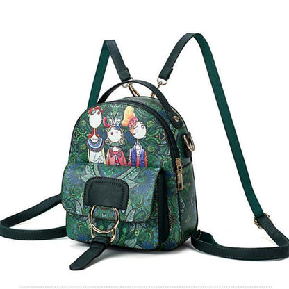 Bohemian Forest Cartoon Pattern Backpack Female Crossbody Bag