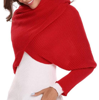 In-style Knit Scarf with Sleeves