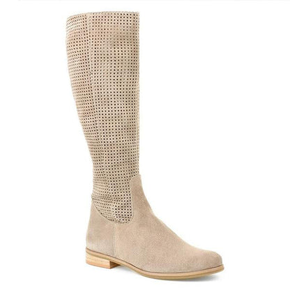 Women's Comfort Low Heel Round Toe Suede Tall Boots 51920676C