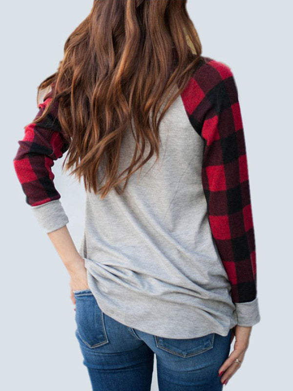 Keep It Cozy Plaid Raglan Sleeve Top