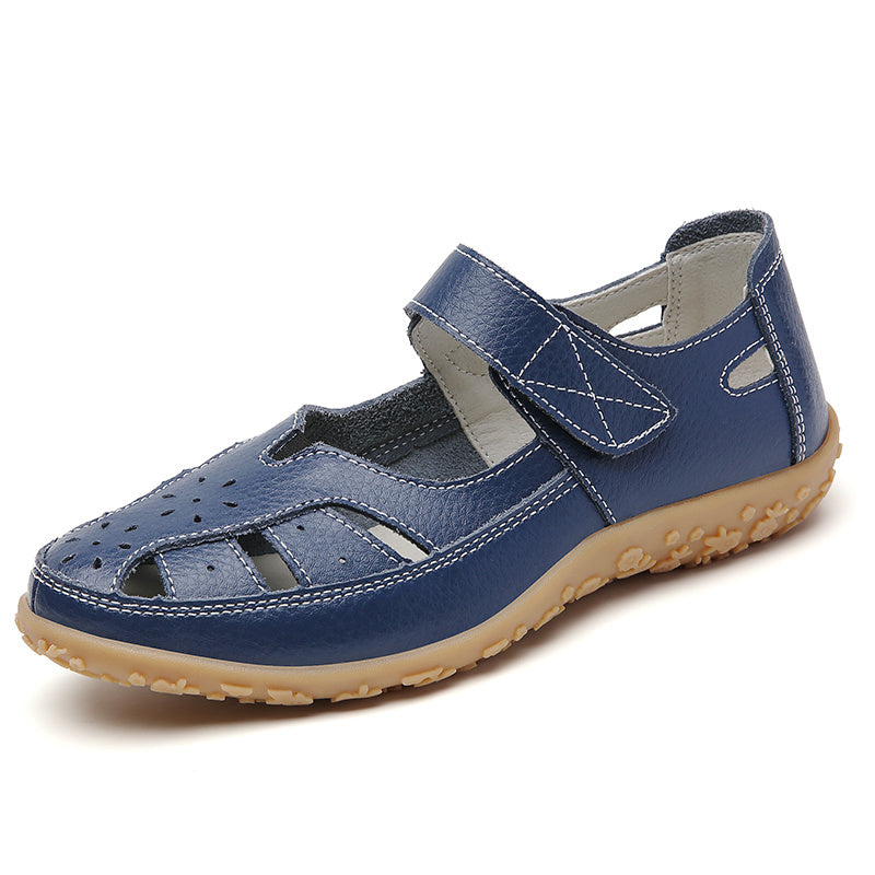 Soft Sole Non-Slip Sandals - Women's Cut-Out Hook & Loop Walking Shoes