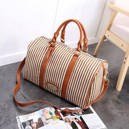 Canvas Stripe Large Capacity High-end Luggage Storage Bag Travel Bag