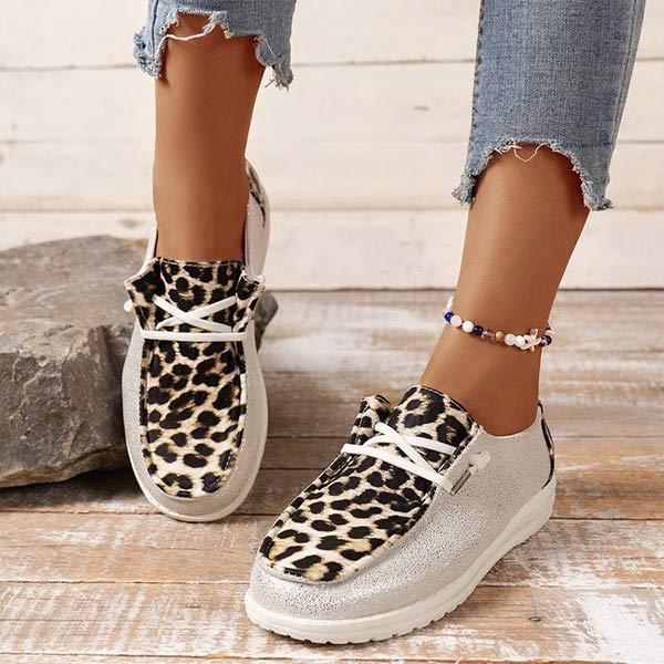 Women's Color-Block Flat Lace-Up Slip-On Loafers 41128402C