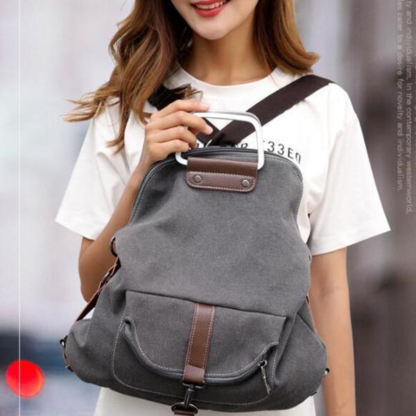 Casual Canvas Multipurpose Multi-pockets Backpack Crossbody Bag