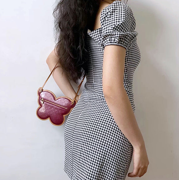 Roman Retro Gingham Puff Dress ~ HANDMADE