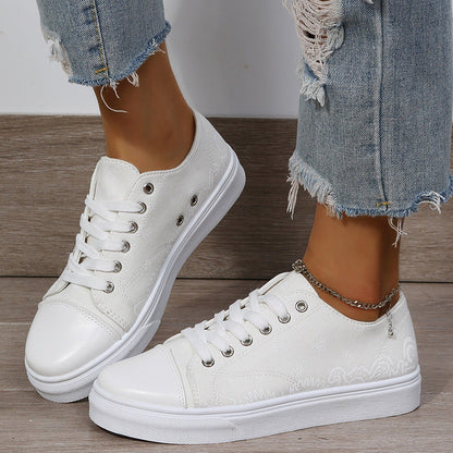 Women's Low-Top Canvas Solid Color Casual Shoes