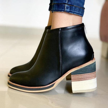 Women Simple Chunky Heel Ankle Boots