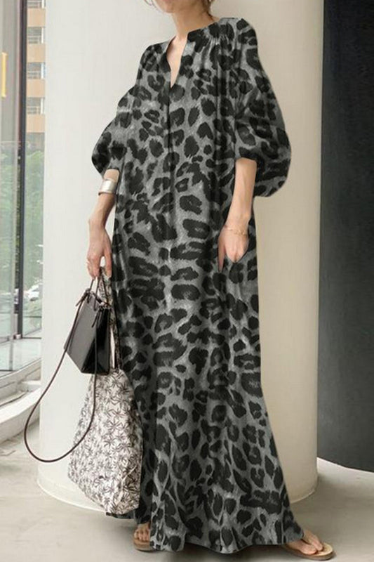 Casual Leopard Printing Shirt Collar Printed Dress Dresses(3 Colors)