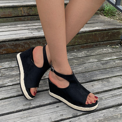 Women's Platform Wedge Suede Sandals