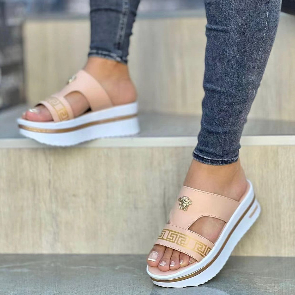 Women Slip On Wedge Sandals