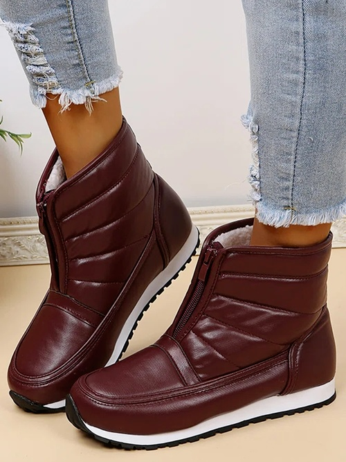 Simple Zipper Warm Snow Boots