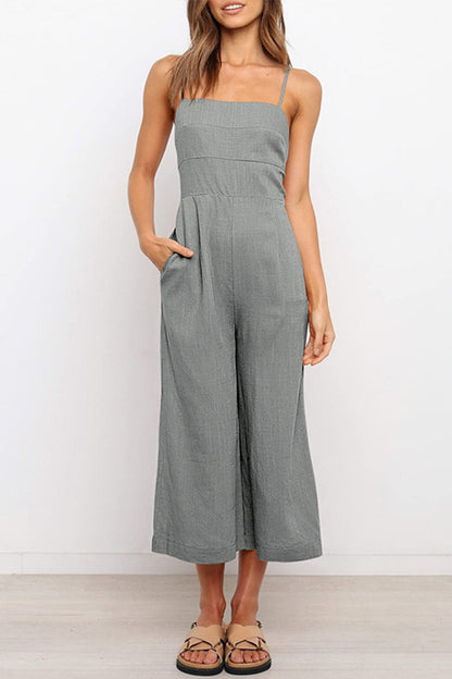 Casual Solid Solid Color Square Collar Loose Jumpsuits