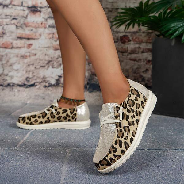 Women's Color-Block Flat Lace-Up Slip-On Loafers 41128402C