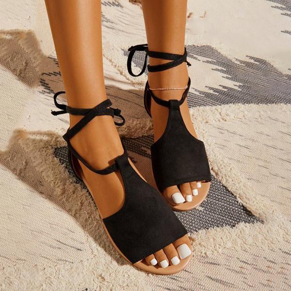 Suede Lace-up Sandals