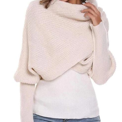 In-style Knit Scarf with Sleeves