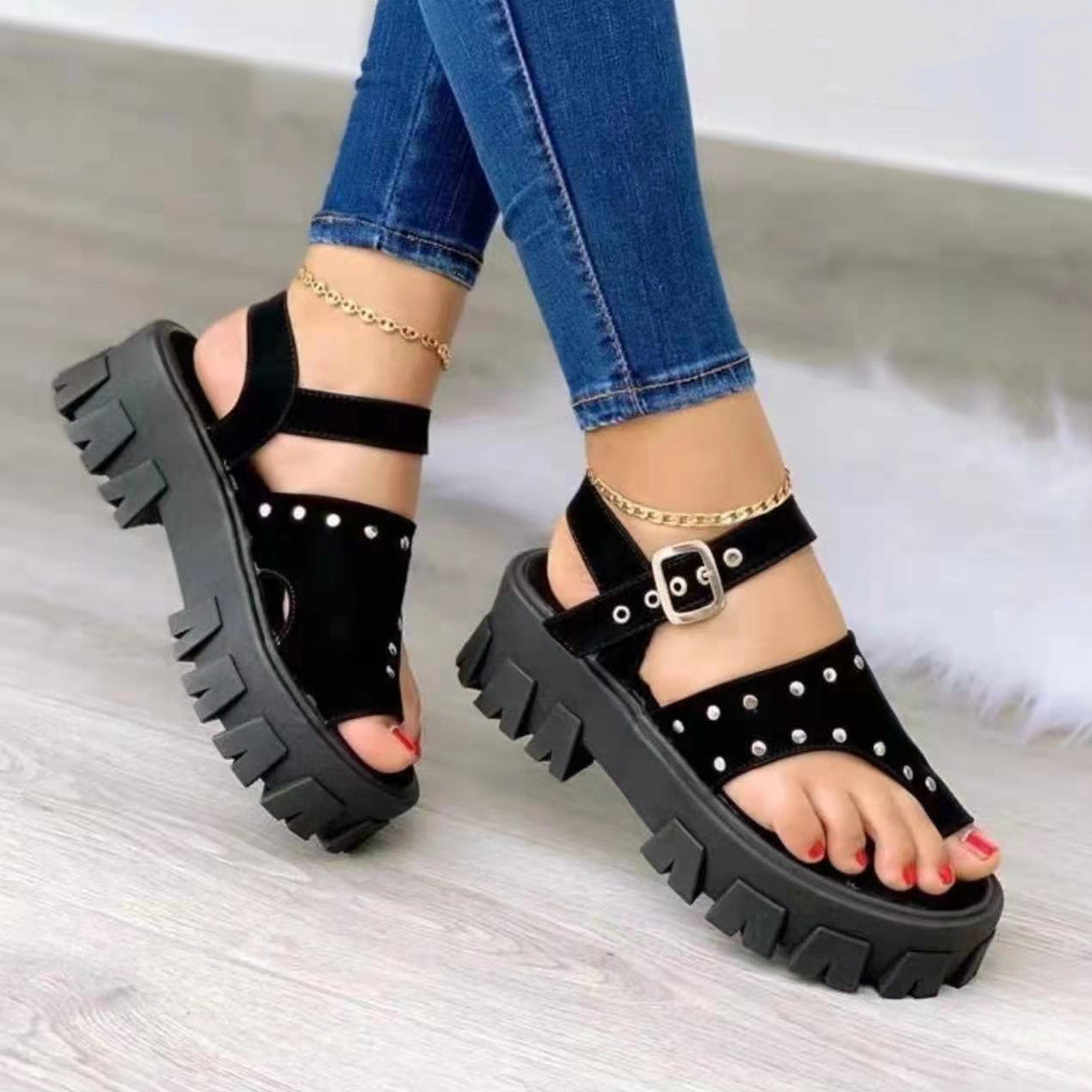 Women Summer Ring Toe Platform Sandals