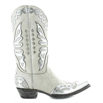 Women's Patchwork Patent Leather Mid-Calf Fashion Boots with Pull-on Shaft 59470163C
