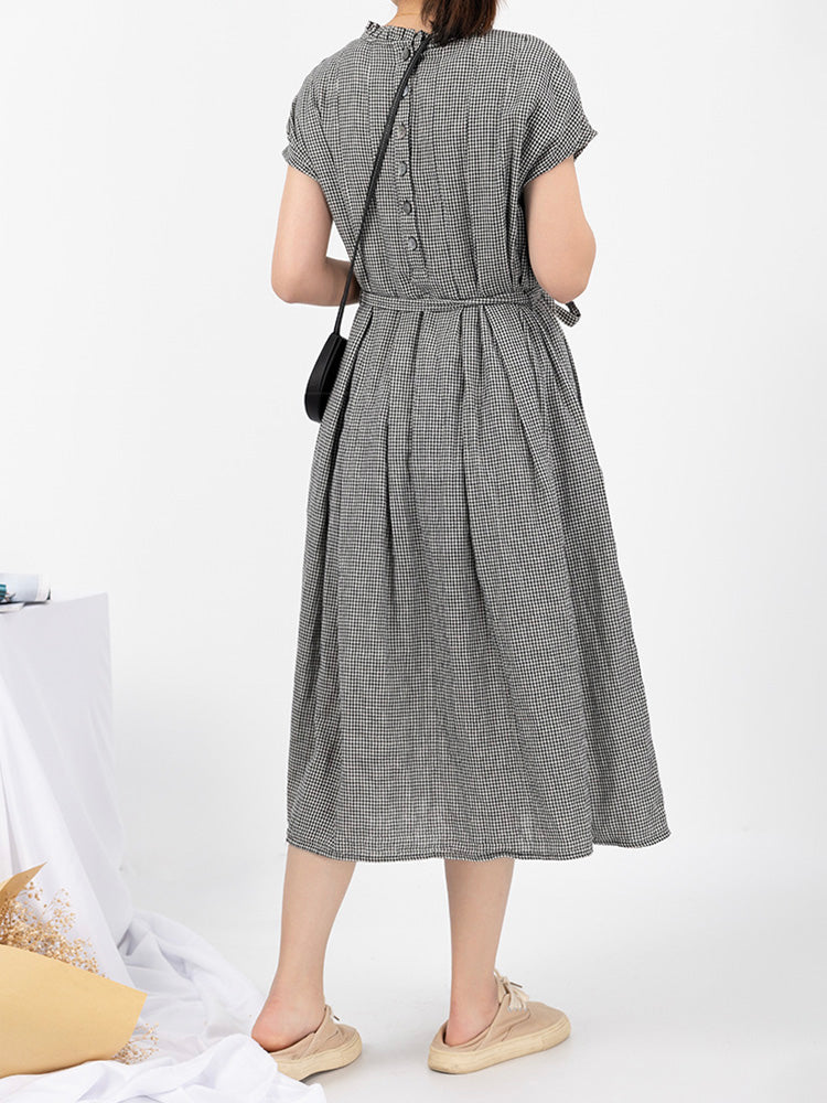 Soft Cotton Loose Midi Dress With Back Button Fastening